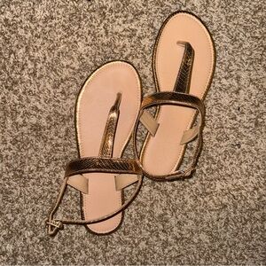 SHEIN Gold and Cream Sandals Minimalist Design